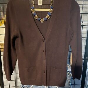 J. Crew Deep Brown Women's Cardigan with contrasting elbow patches